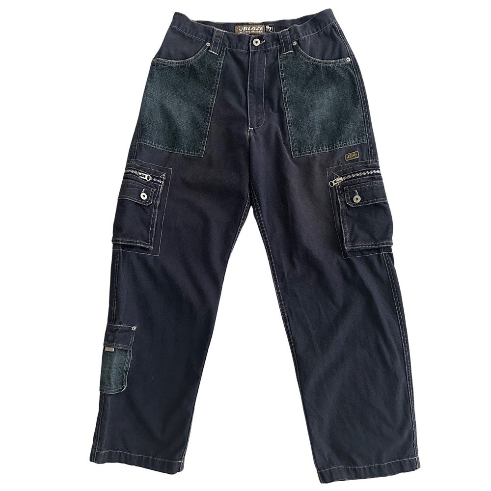 Vtg Johnny Blaze Cargo Jeans Mens 36x30 Baggy Utility Hip Hop Multi Pocket